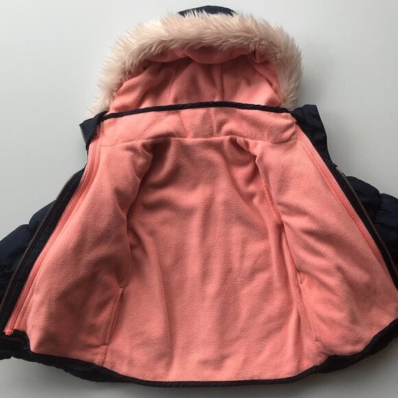 OSKKOSH Girl puffer & detachable inner reversible jacket, navy, pink Girls 4-5 - Picture 12 of 16